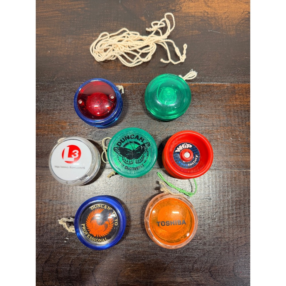 7 Vintage Duncan YoYo Factory Toshiba L3 Yo Yos Translucent Colors‎